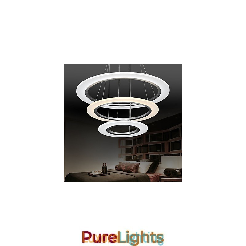 Designer Touch Decorative 3 Ring DIY Shape Acrylic Pendant Light Ceiling Lamps Chandelier Fixtures with