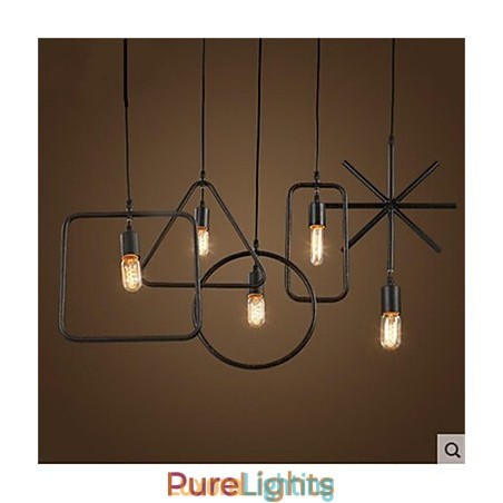 Designer Touch Decorative Individual American Retro 5 Head Shape Iron Art Chandelier