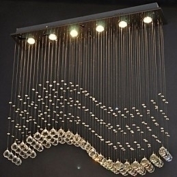 Designer Touch Decorative Pendant Light 6 Lights Modern Silver Canpoy Transparent Crystal Waves Ceiling Lighting Fixtures