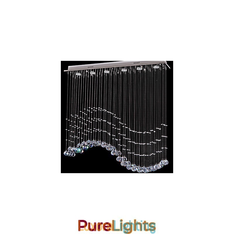 Designer Touch Decorative Pendant Light 6 Lights Modern Silver Canpoy Transparent Crystal Waves Ceiling Lighting Fixtures