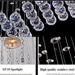 Designer Touch Decorative Pendant Light 6 Lights Modern Silver Canpoy Transparent Crystal Waves Ceiling Lighting Fixtures