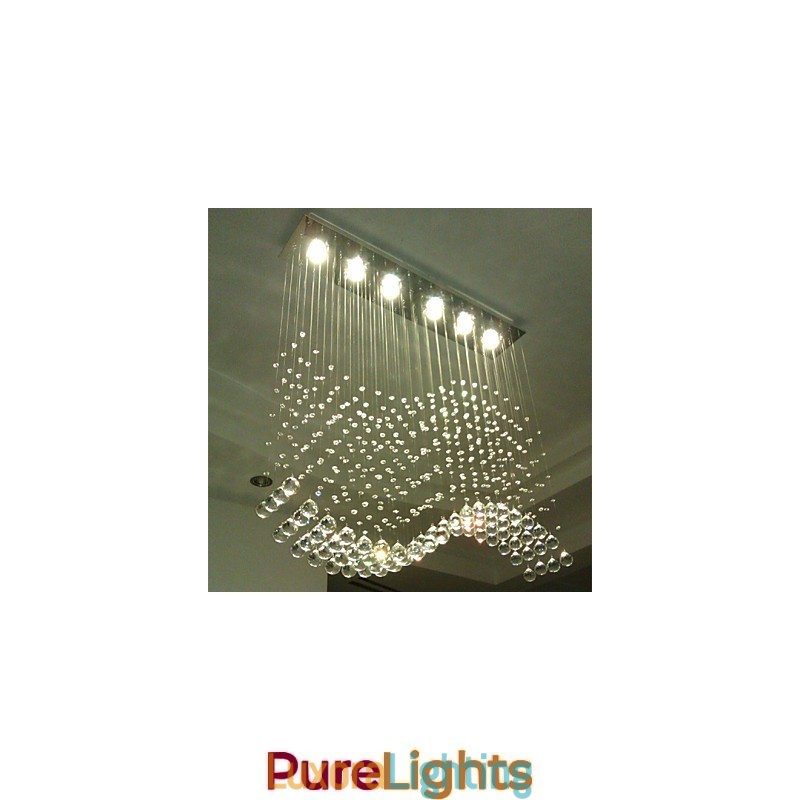 Designer Touch Decorative Pendant Light 6 Lights Modern Silver Canpoy Transparent Crystal Waves Ceiling Lighting Fixtures