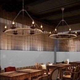 Designer Touch Decorative Ceramic Industry Wind Rope Chandelier RetroLron Chandelier Simple