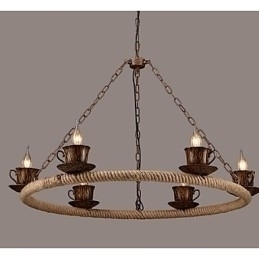 Designer Touch Decorative Ceramic Industry Wind Rope Chandelier RetroLron Chandelier Simple