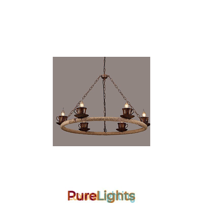 Designer Touch Decorative Ceramic Industry Wind Rope Chandelier RetroLron Chandelier Simple