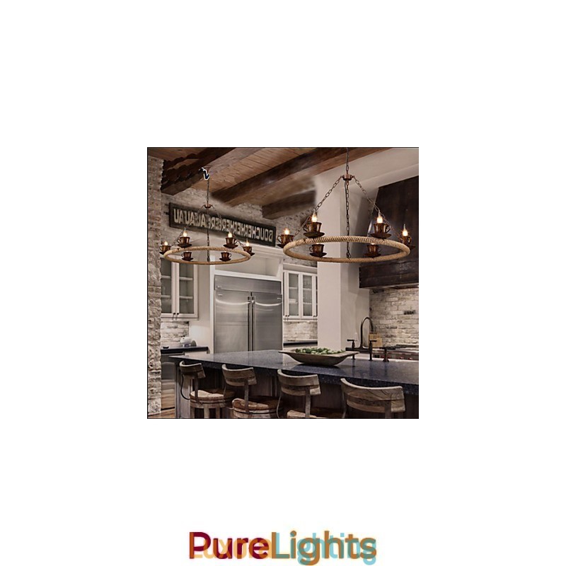 Designer Touch Decorative Ceramic Industry Wind Rope Chandelier RetroLron Chandelier Simple