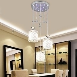 Designer Touch Decorative Contemporary And Contracted Three Creative Crystal Droplight Wrought Iron Lamp