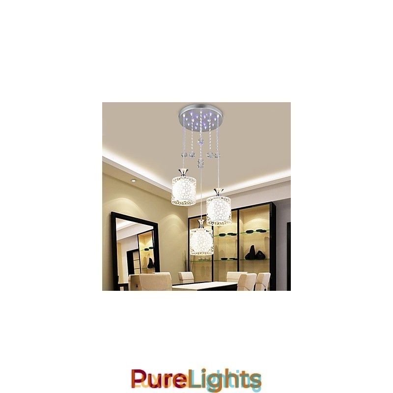 Designer Touch Decorative Contemporary And Contracted Three Creative Crystal Droplight Wrought Iron Lamp
