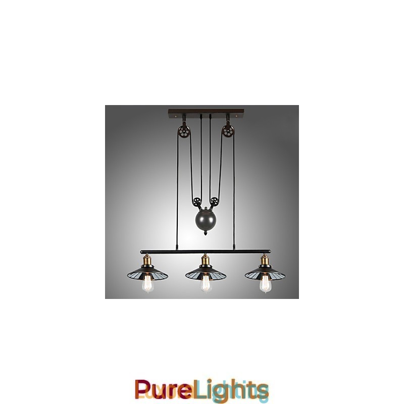 Designer Touch Decorative Pendant Lights Vintage 3 Lights ST64 Bulbs Included Up and Down system