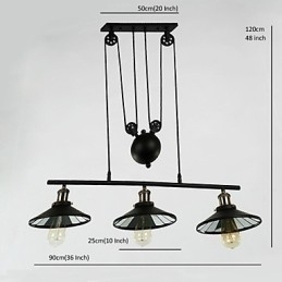 Designer Touch Decorative Pendant Lights Vintage 3 Lights ST64 Bulbs Included Up and Down system
