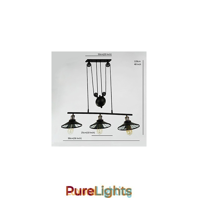 Designer Touch Decorative Pendant Lights Vintage 3 Lights ST64 Bulbs Included Up and Down system
