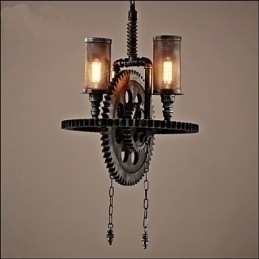Designer Touch Decorative Industrial Wind Cafe Personalized Studio Gear Double Head Pendant