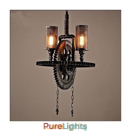 Designer Touch Decorative Industrial Wind Cafe Personalized Studio Gear Double Head Pendant
