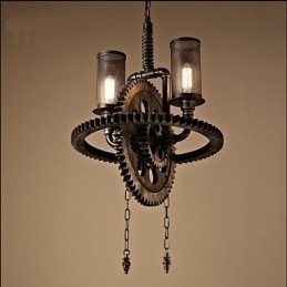 Designer Touch Decorative Industrial Wind Cafe Personalized Studio Gear Double Head Pendant