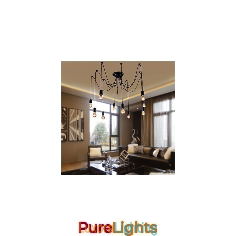 Designer Touch Decorative Chandelier Vintage Design Bulbs Included Living 10 Lights Pendant Light