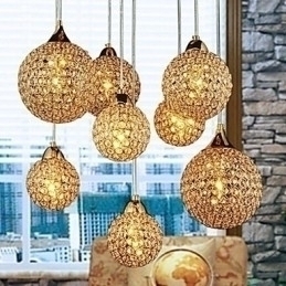Designer Touch Decorative Modern Contemporary Globe Crystal Electroplated Metal Pendant Light
