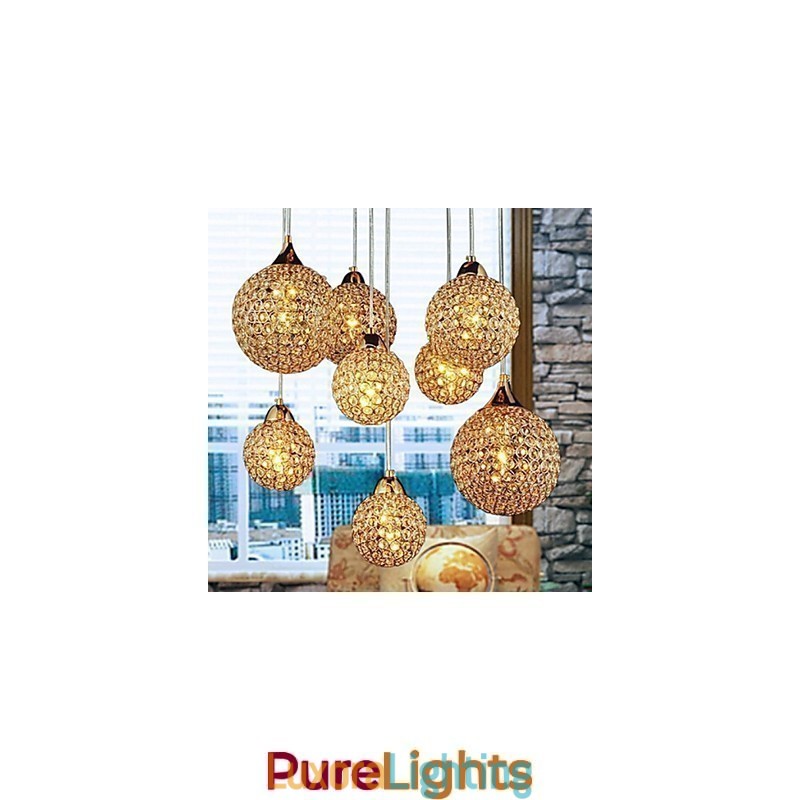 Designer Touch Decorative Modern Contemporary Globe Crystal Electroplated Metal Pendant Light