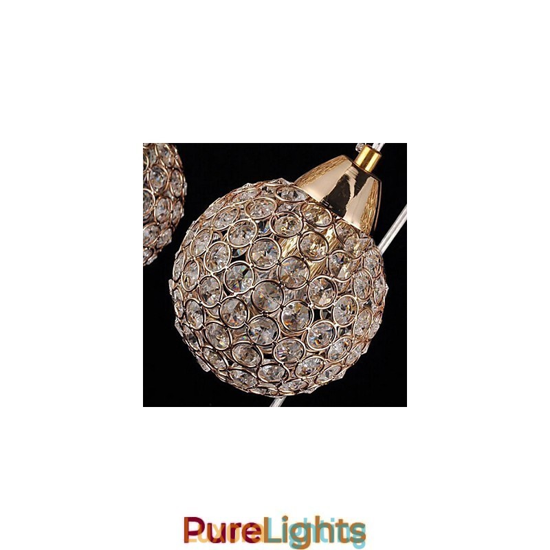 Designer Touch Decorative Modern Contemporary Globe Crystal Electroplated Metal Pendant Light