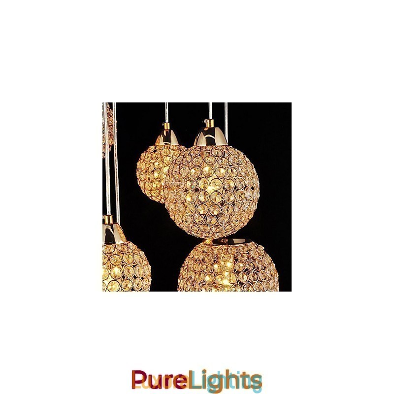 Designer Touch Decorative Modern Contemporary Globe Crystal Electroplated Metal Pendant Light