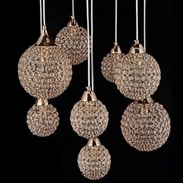 Designer Touch Decorative Modern Contemporary Globe Crystal Electroplated Metal Pendant Light