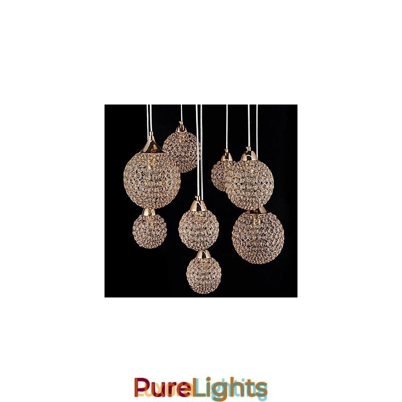 Designer Touch Decorative Modern Contemporary Globe Crystal Electroplated Metal Pendant Light