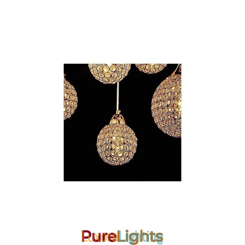 Designer Touch Decorative Modern Contemporary Globe Crystal Electroplated Metal Pendant Light