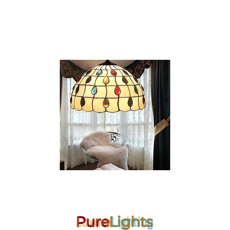 Designer Touch Decorative European Rural Creative Arts Stained Glass Chandelier Restoring Ancient Ways Lamp Light