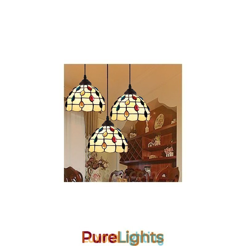 Designer Touch Decorative European Rural Creative Arts Stained Glass Chandelier Restoring Ancient Ways Lamp Light