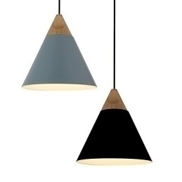 Designer Touch Decorative Mini Artistic Cone Pendant Lamp 1 Light Mordern Simplicity Finish Black White Dusty Blue Aluminum & Wooden Droplight