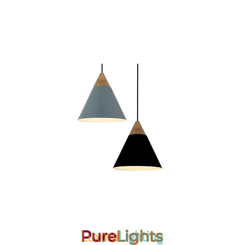 Designer Touch Decorative Mini Artistic Cone Pendant Lamp 1 Light Mordern Simplicity Finish Black White Dusty Blue Aluminum & Wooden Droplight