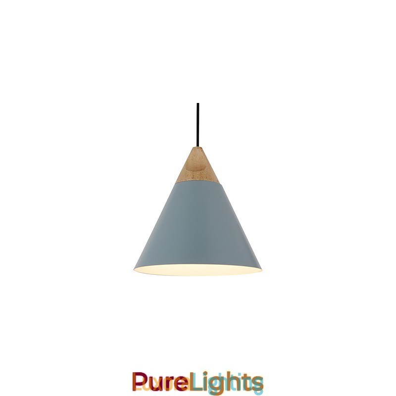 Designer Touch Decorative Mini Artistic Cone Pendant Lamp 1 Light Mordern Simplicity Finish Black White Dusty Blue Aluminum & Wooden Droplight