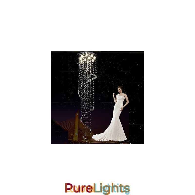 Designer Touch Decorative Modern Crystal Pendant Light Chandelier Lighting Lamps Fixtures with Single Spiral D70CM H250CM