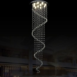 Designer Touch Decorative Modern Crystal Pendant Light Chandelier Lighting Lamps Fixtures with Single Spiral D70CM H250CM