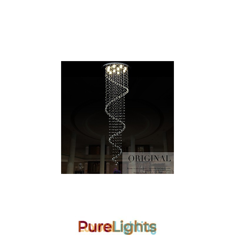 Designer Touch Decorative Modern Crystal Pendant Light Chandelier Lighting Lamps Fixtures with Single Spiral D70CM H250CM