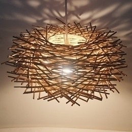 Designer Touch Decorative Modern Rural Cany Art Woven Rattan Single Head Droplight Lamp