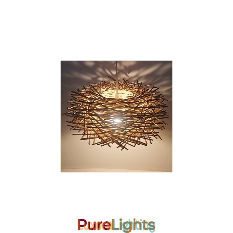 Designer Touch Decorative Modern Rural Cany Art Woven Rattan Single Head Droplight Lamp