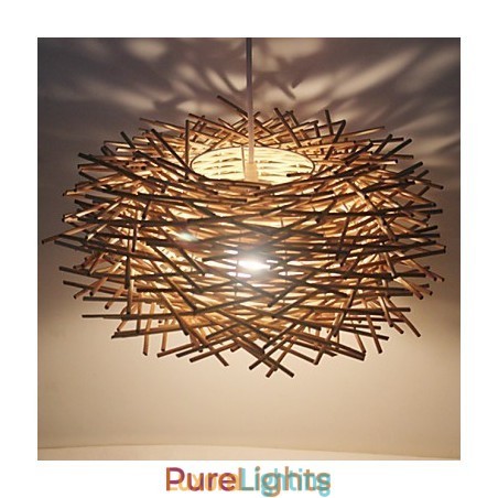 Designer Touch Decorative Modern Rural Cany Art Woven Rattan Single Head Droplight Lamp