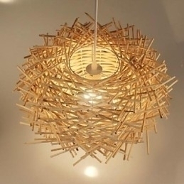Designer Touch Decorative Modern Rural Cany Art Woven Rattan Single Head Droplight Lamp