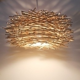 Designer Touch Decorative Modern Rural Cany Art Woven Rattan Single Head Droplight Lamp