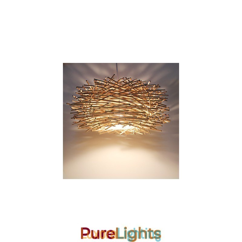 Designer Touch Decorative Modern Rural Cany Art Woven Rattan Single Head Droplight Lamp