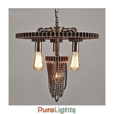Designer Touch Decorative Industrial Wind Cafe Studio Gear Three Head Lamp