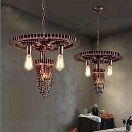 Designer Touch Decorative Industrial Wind Cafe Studio Gear Three Head Lamp