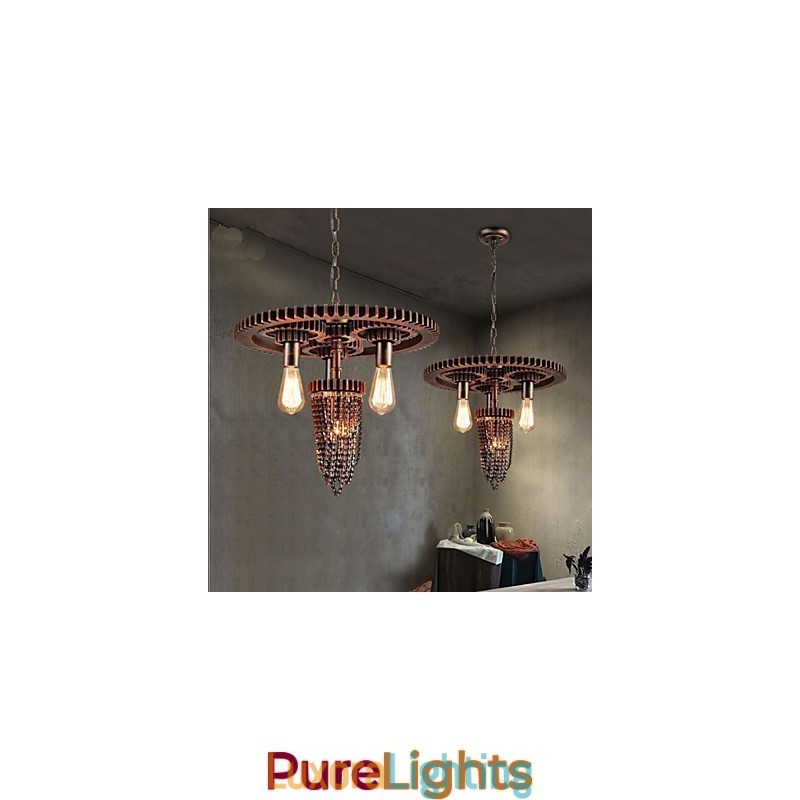 Designer Touch Decorative Industrial Wind Cafe Studio Gear Three Head Lamp