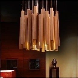 Designer Touch Decorative Hotel Engineering Wood Art Line Chandelier