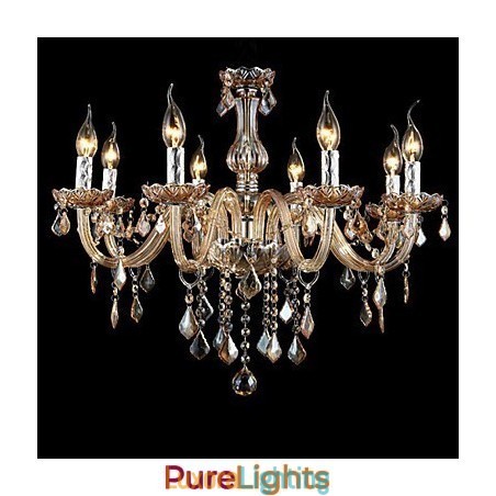 Designer Touch Decorative Luxury Crystal Candle Chandelier Amber Crystal