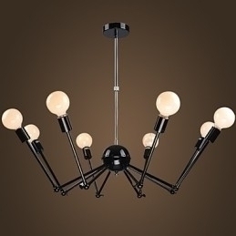 Designer Touch Decorative American Loft Black Lights Iron Spider Chandelier With 12 Heads