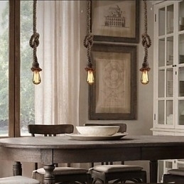 Designer Touch Decorative 1 Light DIY Art Hemp Rope Light Creative Hemp Rope Droplight