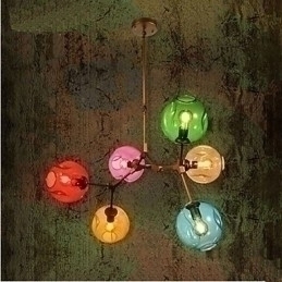 Designer Touch Decorative Art Color Glass Bulb Pendant 6 Light Chandelier