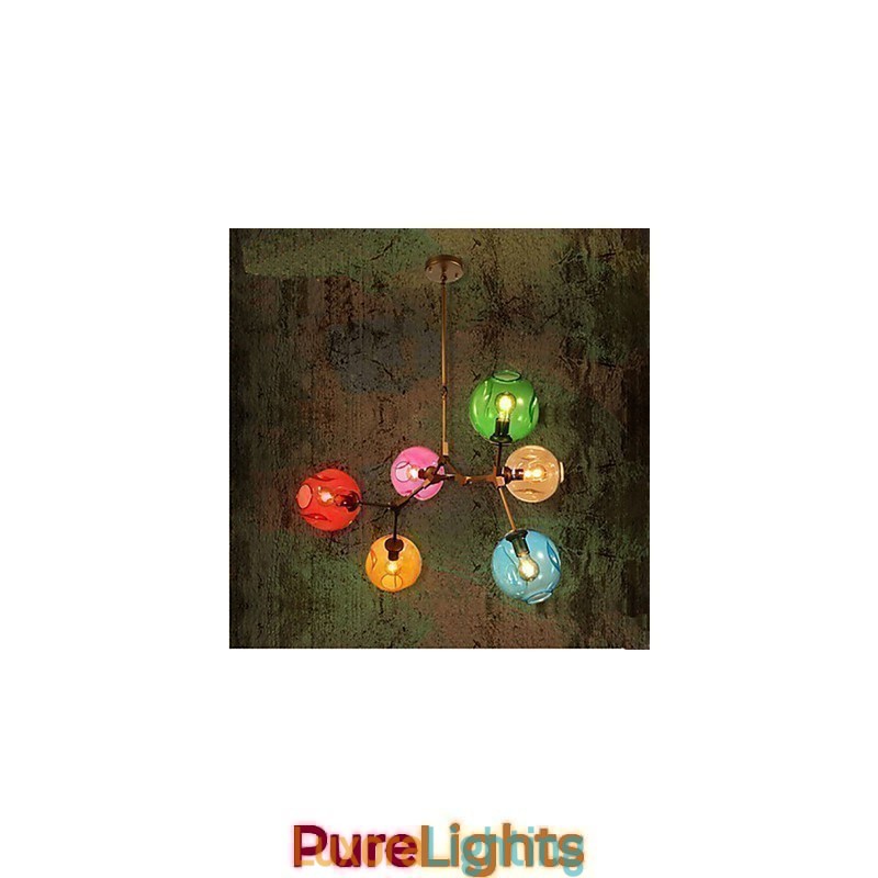 Designer Touch Decorative Art Color Glass Bulb Pendant 6 Light Chandelier