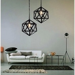 Designer Touch Decorative Retro industrial lamp droplight hexahedron artistic originality wrought iron Pendant Light